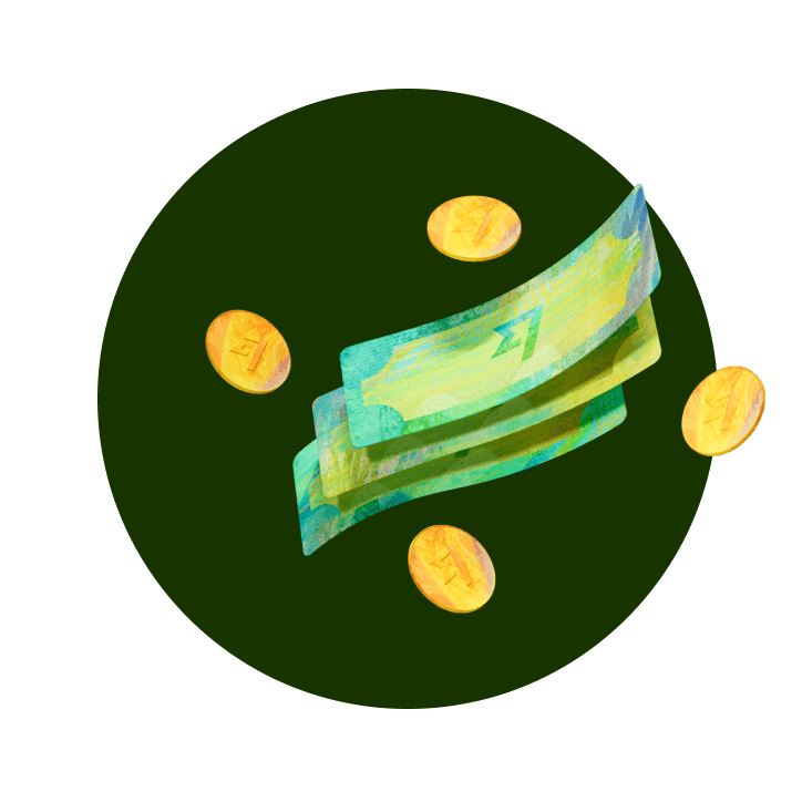 A 3D illustration of a money bills